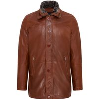 Hellbrauner, mittellanger Trenchcoat aus warmem Leder für Herren - Varkaus
