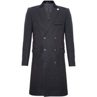 Herren 3/4 Schwarzer langer zweireihiger Crombie-Mantel Wollmantel Peaky Blinders