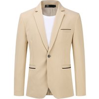 Herren Anzugjacke Slim Fit Mantel Business Alltag Blazer Beige