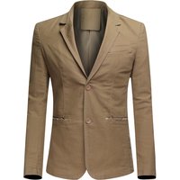 Herren Casual 2 Knöpfe Herbst Blazer Slim Fit Sport Mantel Beige