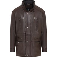 Herren-Parka aus weichem italienischem Leder, Braun, Winnipeg