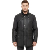 Herren Parka aus weichem italienischem Leder, Schwarz, Gatton