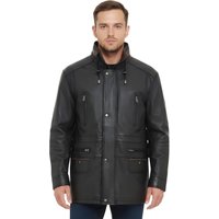 Herren Parka aus weichem italienischem Leder, schwarz-braun, Gatton