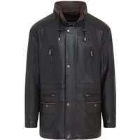Herren Parka aus weichem italienischem Leder, schwarz-braun, Winnipeg