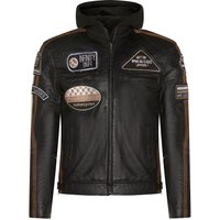 Herren Racing Bikerjacke aus Leder mit Kapuze – Detroit