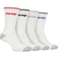 Herren Sport Crew Socken | Jeep | 4er Pack Baumwolle Laufsocken mit verstärkter Ferse und Spitze - Weiß