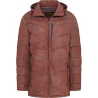 Herren-Steppjacke aus hellbraunem Leder mit Kapuze, Puffer-Wintermantel – Olyic