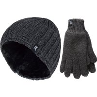 Herren Thermomütze & Handschuh Set für den Winter | Wärmespeicher | Fleece gefüttert - Grau
