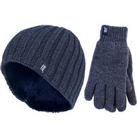 Herren Thermomütze & Handschuh Set für den Winter | Wärmespeicher | Fleece gefüttert - Navy