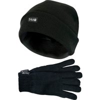 Herren Thinsulate Mütze und Handschuhe Set | THMO | Acryl gestrickte Mütze & Handschuhe für Winter - Schwarz
