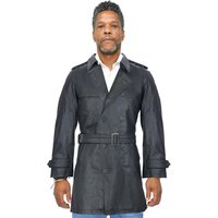 Herren-Trenchcoat aus schwarzem Leder – Memphis