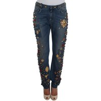 Dolce & Gabbana Damen Jeans mit verzierten Kristallrosenherzen Dolce & Gabbana Damen Jeans mit verzierten Kristallrosenherzen