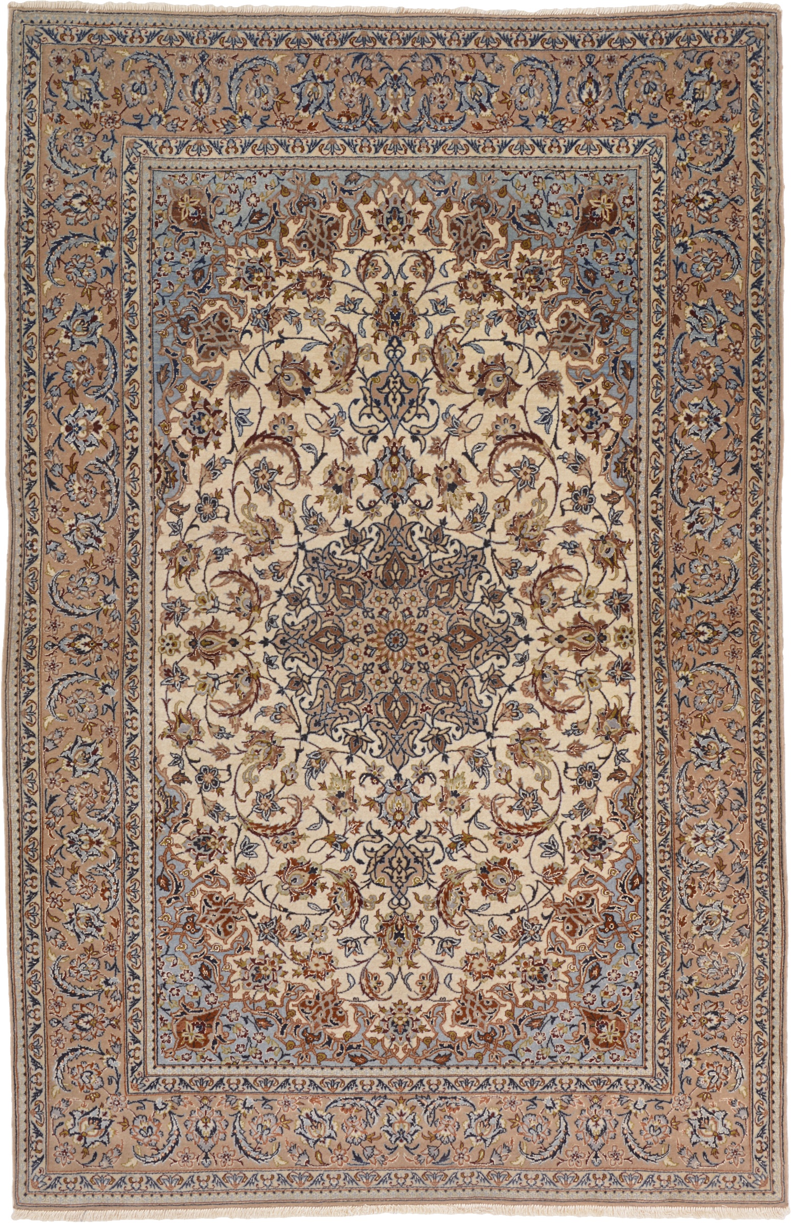 Isfahan Perserteppich 110 x 170 Weiss (Iran) Handgeknüpft