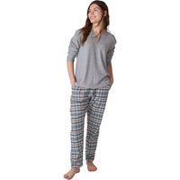 JJBFP1501 Damen-Pyjama mit langen Ärmeln und V-Ausschnitt