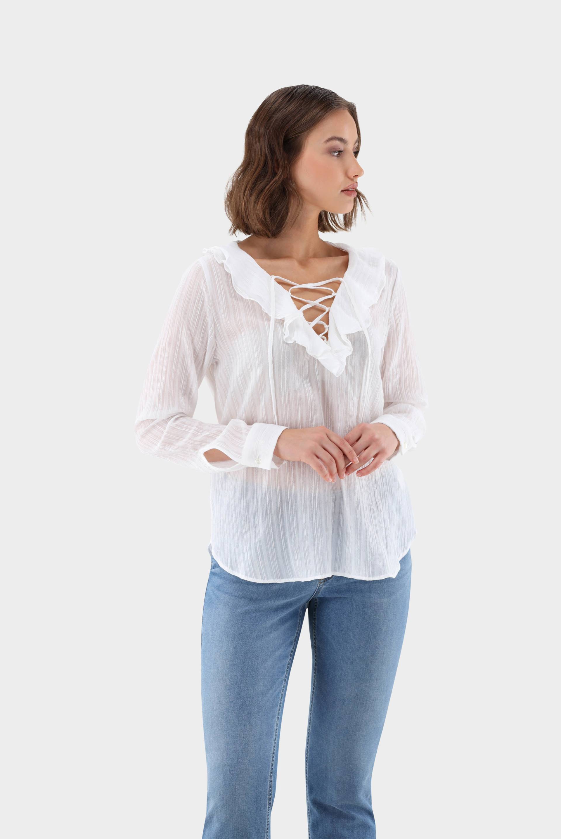 Jacquard Bluse mit Volant von van Laack