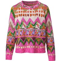 Jacquard-Pullover aus reiner Bio-Merinowolle, pink-gemustert von IVKO