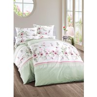 Jersey  Bettwäsche-Garnitur aus 100% Baumwolle, Grün, Grösse 411 (4-teiliges Sparset: 2x 40/80 cm + 2x 135/200 cm)