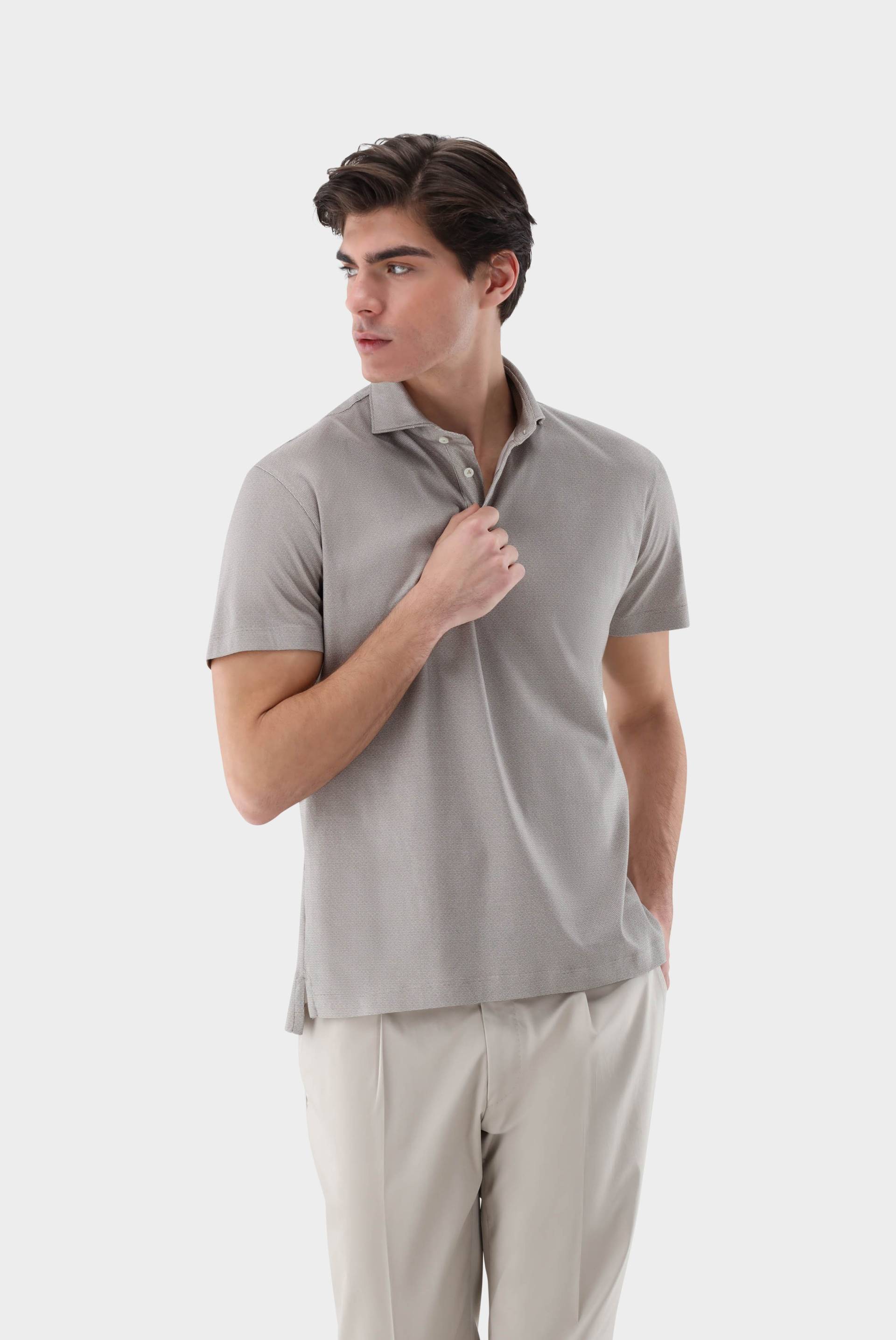 Jersey-Poloshirt mit Mikrodruck aus Swiss Cotton von van Laack