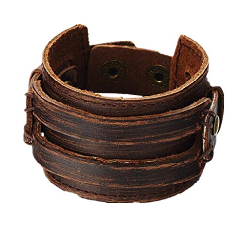 MULBA Brown Armband aus Leder, Antik-Optik, Herren, Lederarmband, handgefertigter Schmuck, Sl2256, Einheitsgröße, Leder, ohne Stein, Einheitsgröße, One Size, Leder, Ohne Stein von COOLLA