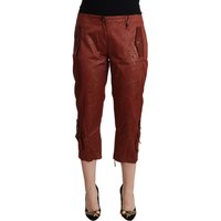 Just Cavalli Damen Braune Lurex Mid-Waist Baumwoll-Cropped Capri-Hose