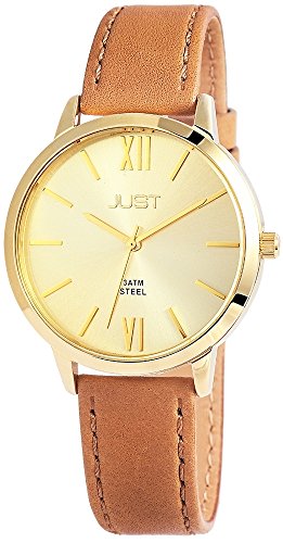 Just Elania Damen-Uhr Leder Analog Quarz JU10072 (Hellbraun) von Just