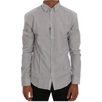 Frankie Morello Herren Weiß Blau Kariertes Freizeit Baumwolle Reguläre Passform Hemd