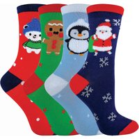 Kinder/Kinder 4 Pack dünne Baumwolle Rich Xmas Weihnachten Socken 3 Größen