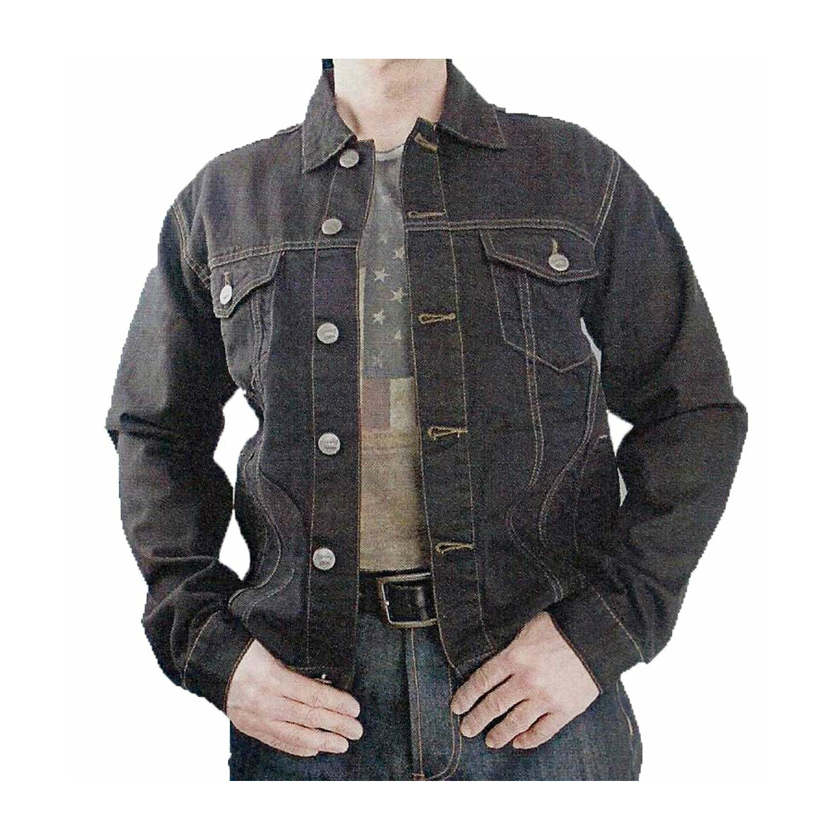 Klassische Jeansjacke mit Metallknöpfen und vielseitigen Taschen Klassische Jeansjacke mit Metallknöpfen und vielseitigen Taschen von Running Bear