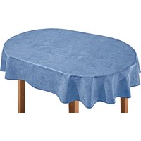 Klassisch marmorierte Wachstuch-Tischdecke, Blau, Grösse 190 (Tischdecke, oval, 140/190 cm)