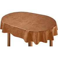 Klassisch marmorierte Wachstuch-Tischdecke, Braun, Grösse 190 (Tischdecke, oval, 140/190 cm)