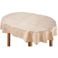 Klassisch marmorierte Wachstuch-Tischdecke, Creme, Grösse 220 (Tischdecke, oval, 155/220 cm)