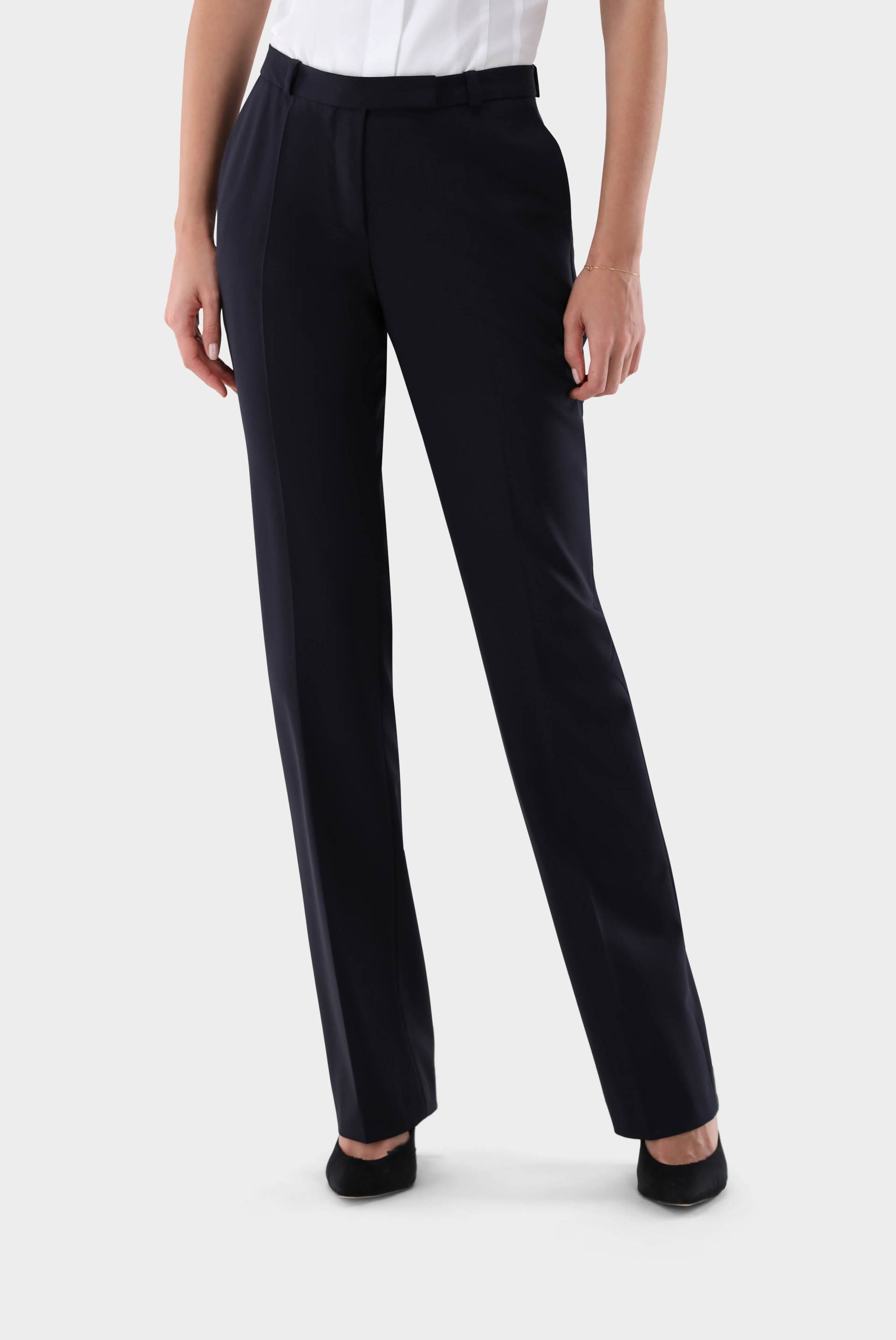 Klassische Damen Hose aus Baumwollmischgewebe Slim Fit Dunkelblau von van Laack