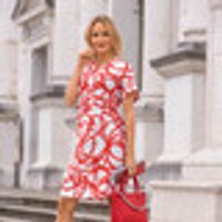 Kleid mit farbbrillantem Druck Weiss-Rot-Schwarz Grösse 48 weiss/rot/schwarz Gr. 48 Damen