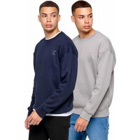 Kruze | 2er-Pack Oversized Herren-Sweatshirts mit Rundhalsausschnitt - GRAU/MARINE