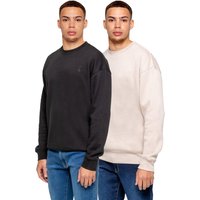 Kruze | 2er-Pack Oversized Herren-Sweatshirts mit Rundhalsausschnitt - SCHWARZ/TON Kruze | 2er-Pack Oversized Herren-Sweatshirts mit Rundhalsausschnitt - SCHWARZ/TON