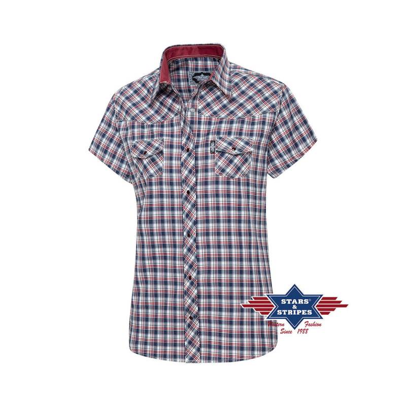 Kurzarm Karobluse, Damenbluse mit Westernpasse von Stars & Stripes