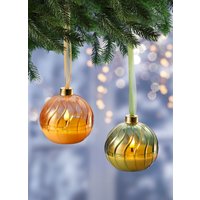 LED-Kerze mit Flackereffekt, 2er-Set, Gold-grün