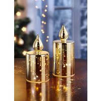 LED-Kerzen aus Glas, 2er-Set, Gold