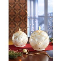 LED-Kerzen mit Flackereffekt, 2er-Set, Weiss-gold