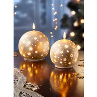 LED-Kerzen mit Sternen-Motiv, 2er-Set, Gold