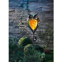 LED-Skulptur Eule, Schwarz-gold-grün