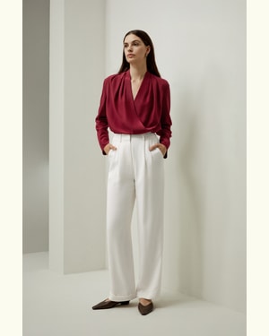 LILYSILK Bluse Seide Für Frauen Kirschrot DE 100% Seiden-Crêpe De Chine Entspannte Passform Leicht Aber Strapazierfähig M