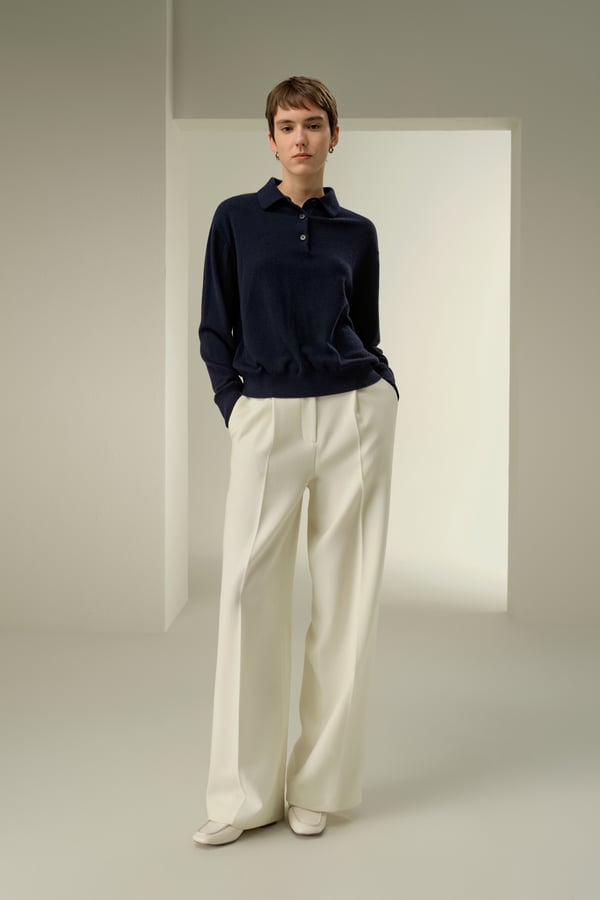 LILYSILK Damen Baby-Kaschmir Poloshirt Dunkelblau XS - Weich & Atmungsaktiv, Zopfmuster, Übergroße Passform LILYSILK Damen Baby-Kaschmir Poloshirt Dunkelblau XS - Weich & Atmungsaktiv, Zopfmuster, Übergroße Passform