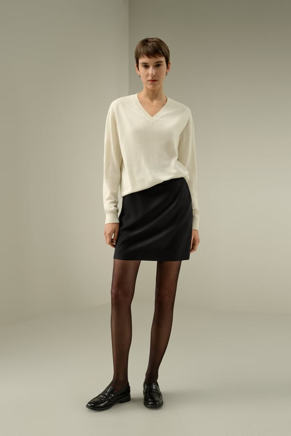 LILYSILK Damen Baby-Kaschmir Pullover V-Ausschnitt Weiß XS - Weich & Luxuriös LILYSILK Damen Baby-Kaschmir Pullover V-Ausschnitt Weiß XS - Weich & Luxuriös