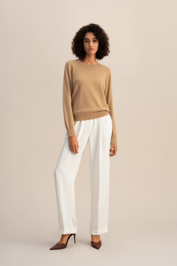 LILYSILK Damen Babykaschmir Rundhals-Pullover Kamel XS - Weich & Luxuriös LILYSILK Damen Babykaschmir Rundhals-Pullover Kamel XS - Weich & Luxuriös