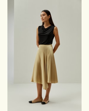 LILYSILK Damen Halbrock Ceylon Gelb DE 100 % Oeko-Seide Kurvenförmiger Schnitt Ausgestellter Rock 34