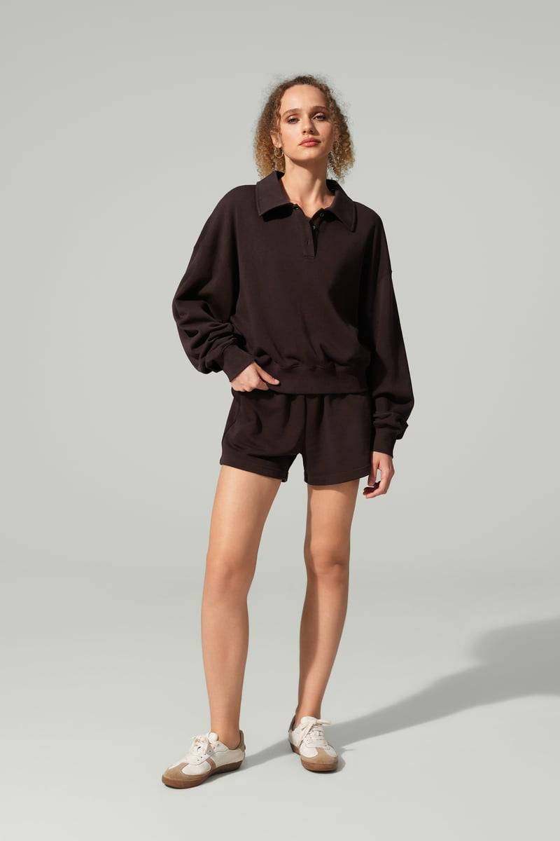 LILYSILK Damen Heirloom '89 Polo-Sweatshirt Espresso XS - Seidig Weich, Atmungsaktiv & Elegant LILYSILK Damen Heirloom '89 Polo-Sweatshirt Espresso XS - Seidig Weich, Atmungsaktiv & Elegant