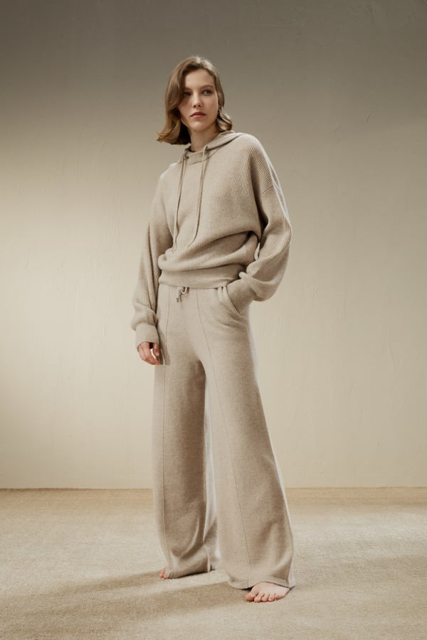 LILYSILK Damen Kaschmir Kapuzenpullover Beige XS - Abnehmbare Kapuze, Übergroß, Gemütlich LILYSILK Damen Kaschmir Kapuzenpullover Beige XS - Abnehmbare Kapuze, Übergroß, Gemütlich
