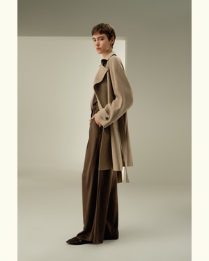 LILYSILK Damen Mantel 45Mm Seiden Wolle-Mischung Khaki DE S