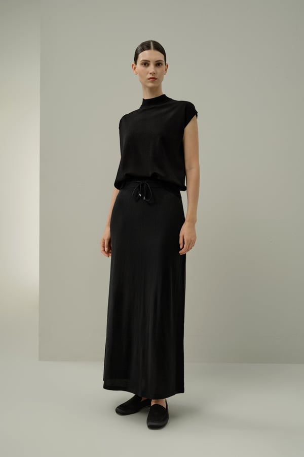 LILYSILK Damen Merino Maxirock Schwarz S - Weich, Atmungsaktiv & Elastischer Bund